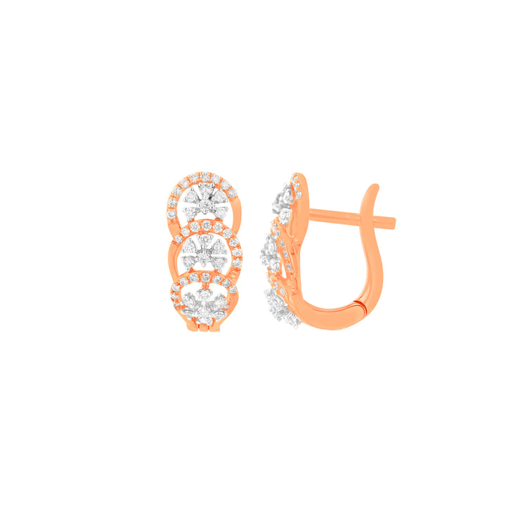 0.55Ct VVS/FG Diamond Clipon Earrings in 18K Rose Gold