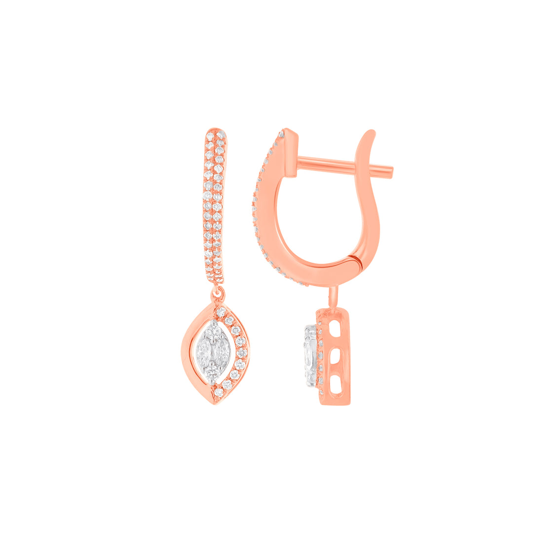 0.58Ct VVS/FG Diamond Clipon Earrings in 18K Rose Gold