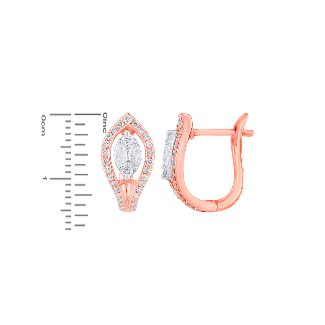 0.60Ct VVS/FG Diamond Clipon Earrings in 18K Rose Gold