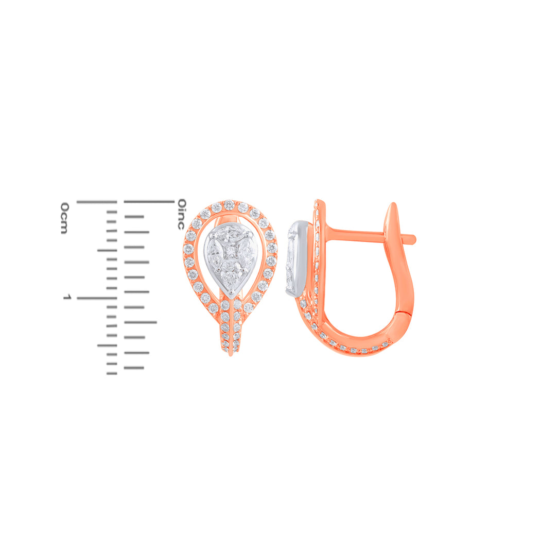 0.63Ct VVS/FG Diamond Clipon Earrings in 18K Rose Gold