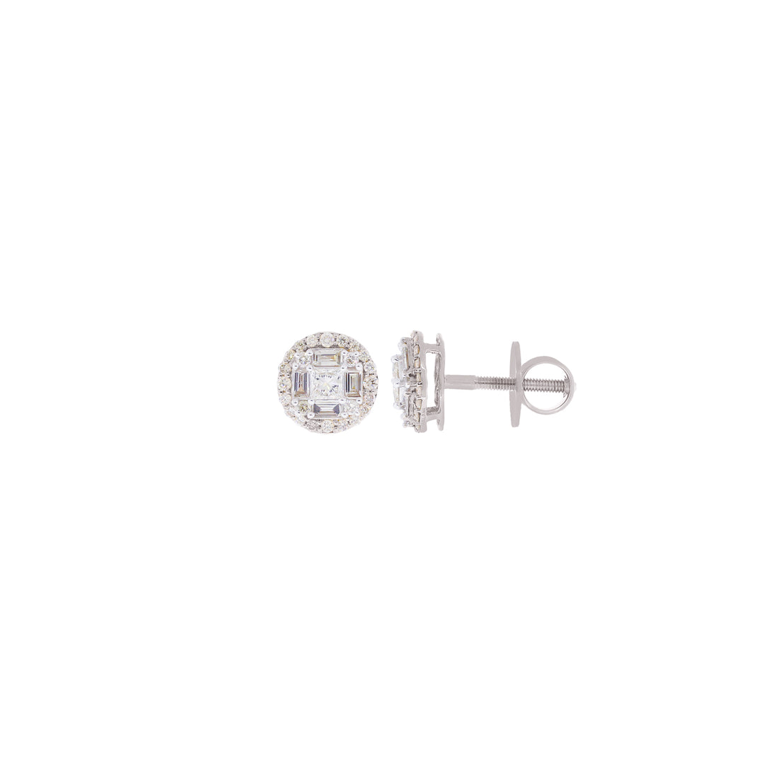 0.84Ct VS/SI-GHI Diamond Earrings in 18K White Gold