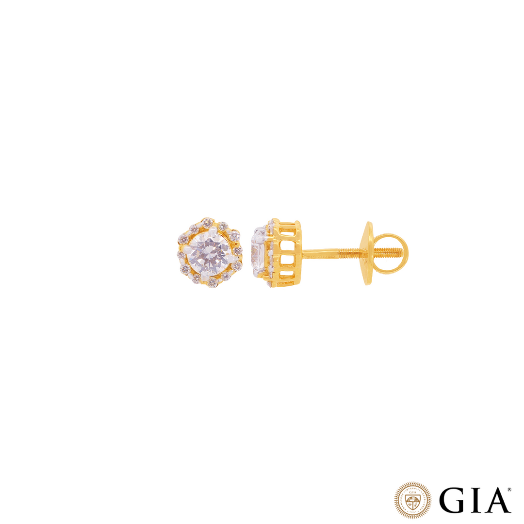 0.94CTW VS2/F GIA Certified Diamond Earrings  in 18K Gold