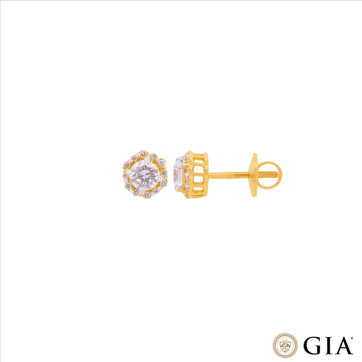 0.94CTW VS2/F GIA Certified Diamond Earrings  in 18K Gold