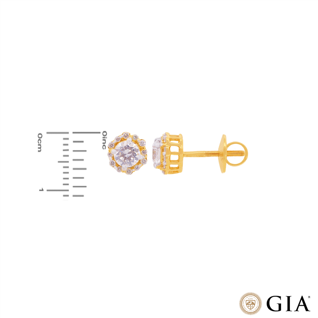 0.94CTW VS2/F GIA Certified Diamond Earrings  in 18K Gold