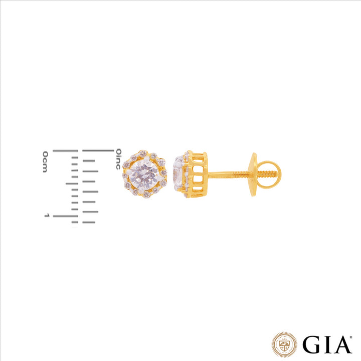 0.94CTW VS2/F GIA Certified Diamond Earrings  in 18K Gold