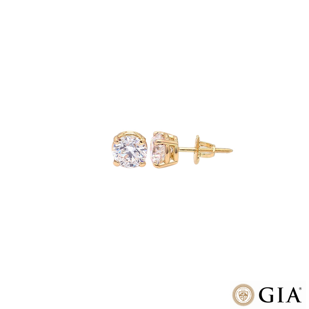 0.80CTW VS2/F GIA Certified Diamond Solitaire Earrings in 18K Gold
