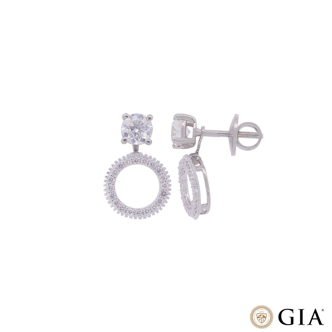 1.29CTW VS1/H GIA Certified Diamond Earrings  in 18K White Gold