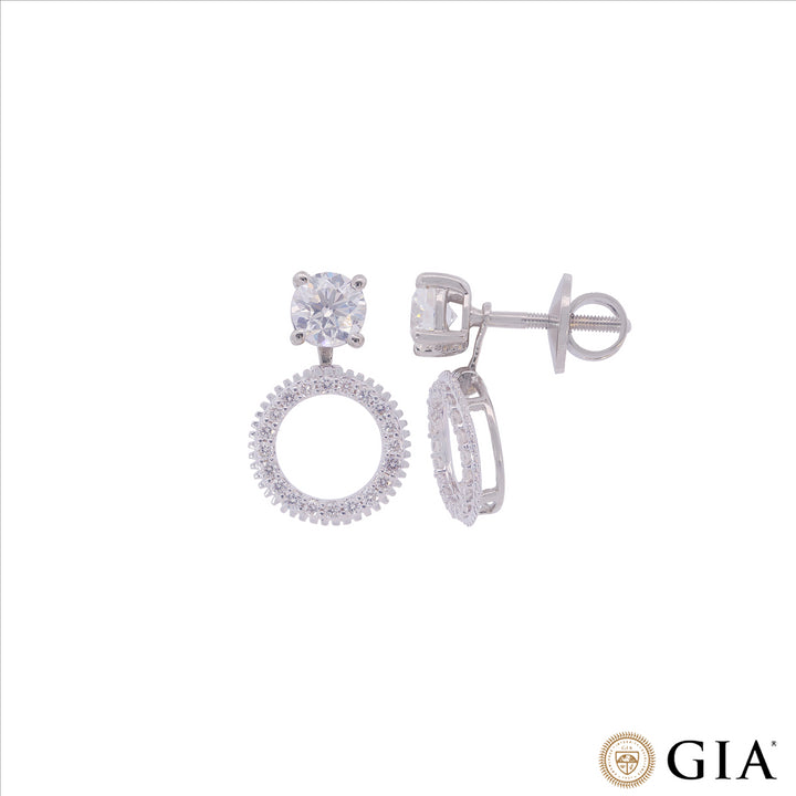 1.29CTW VS1/H GIA Certified Diamond Earrings  in 18K White Gold