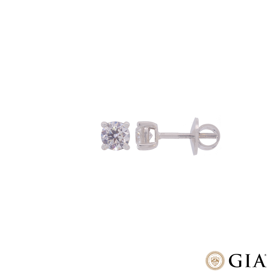 1.29CTW VS1/H GIA Certified Diamond Earrings  in 18K White Gold