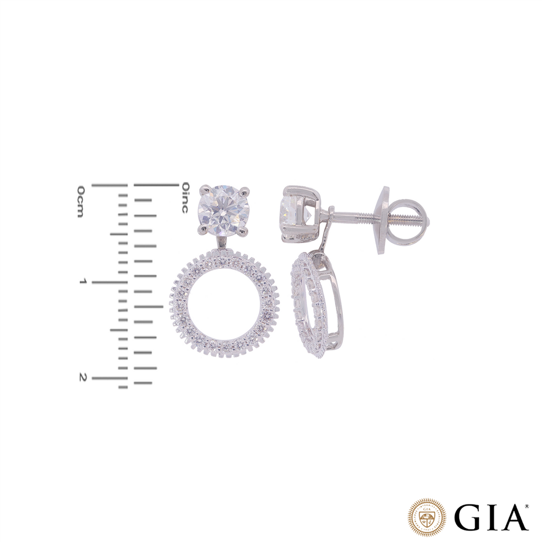 1.29CTW VS1/H GIA Certified Diamond Earrings  in 18K White Gold