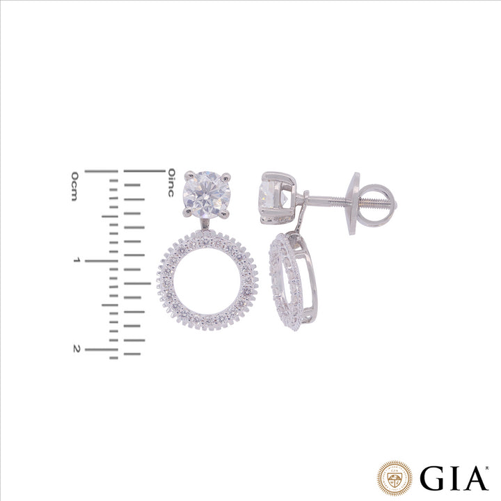 1.29CTW VS1/H GIA Certified Diamond Earrings  in 18K White Gold