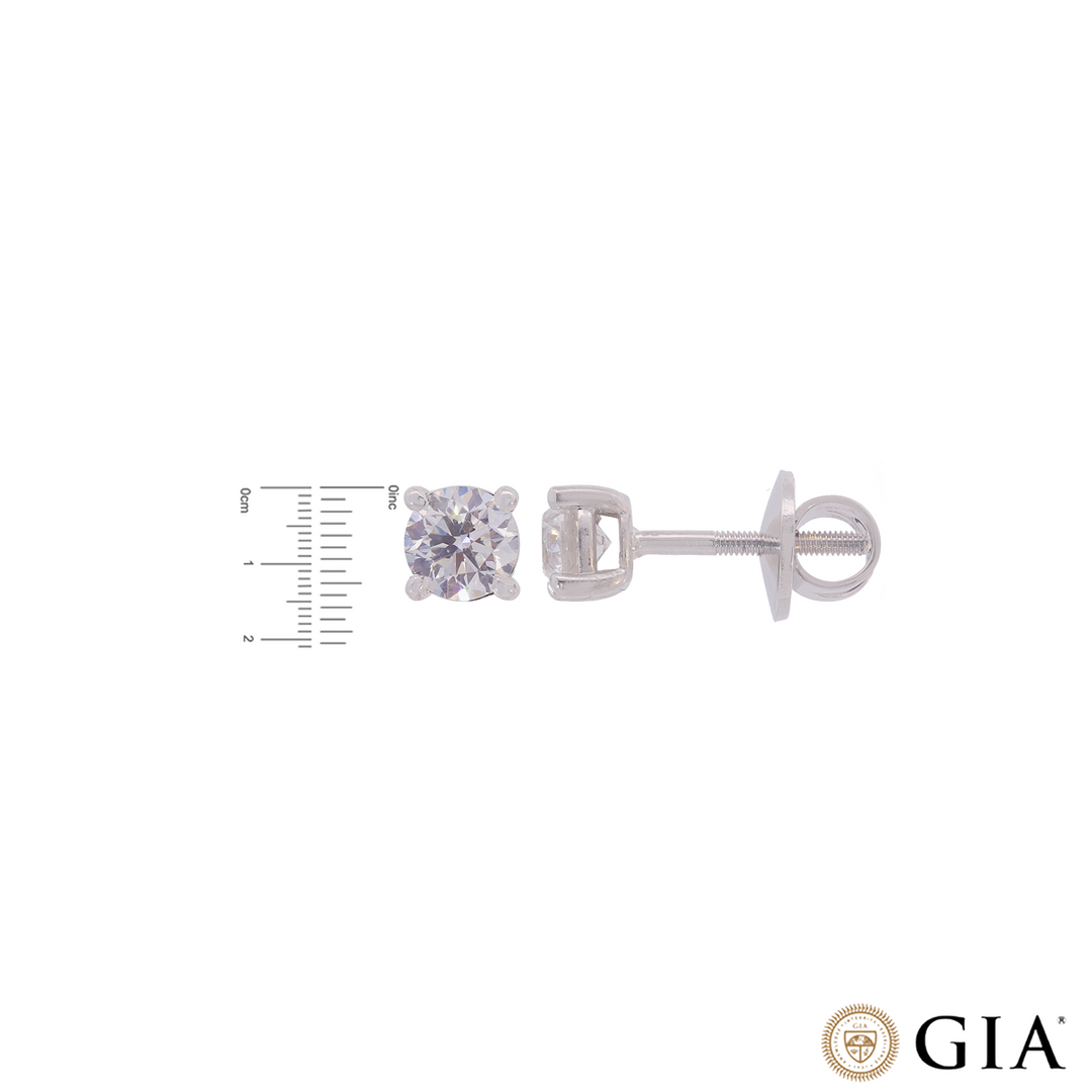 1.29CTW VS1/H GIA Certified Diamond Earrings  in 18K White Gold
