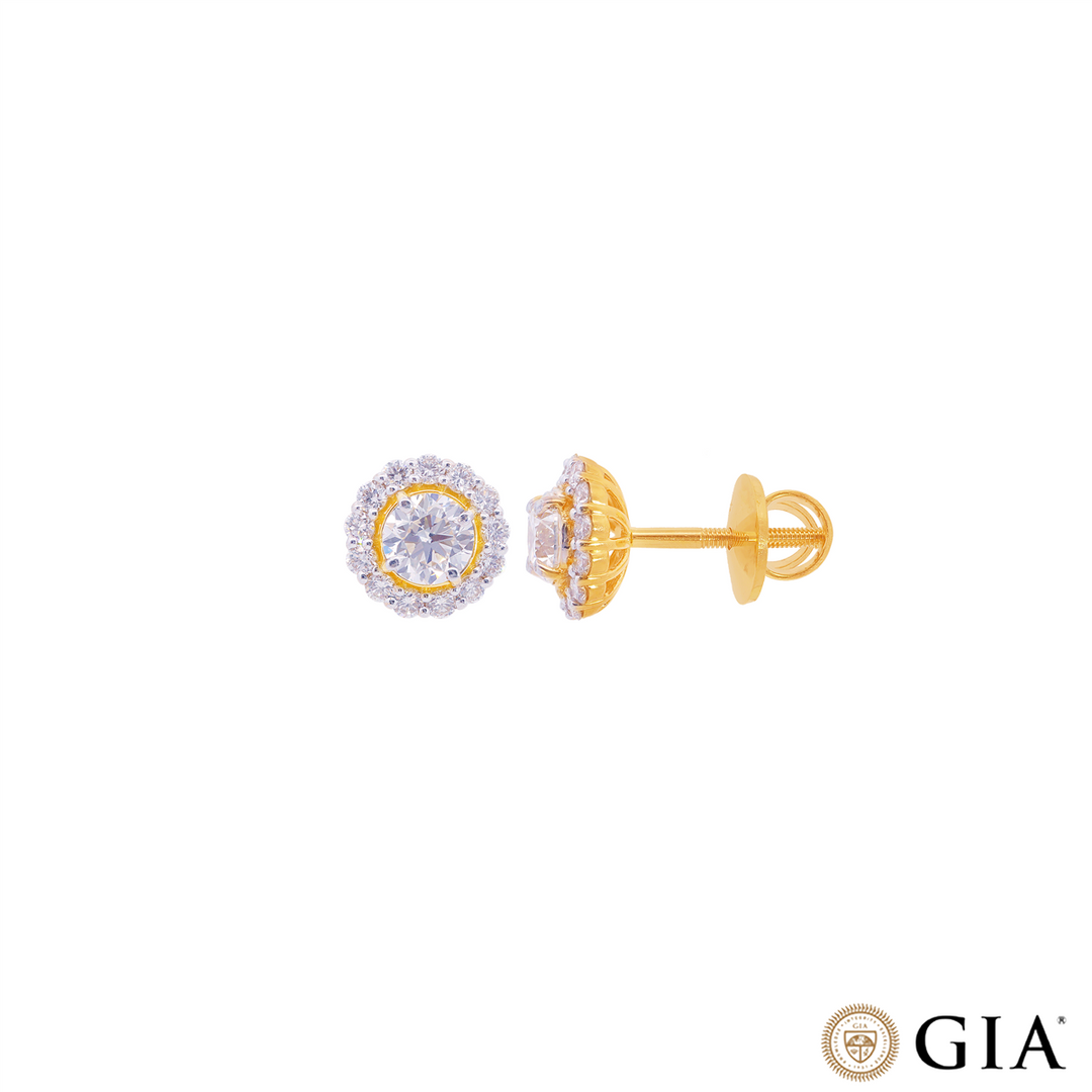 1.49CTW VS2/H GIA Certified Diamond Earrings  in 18K Gold