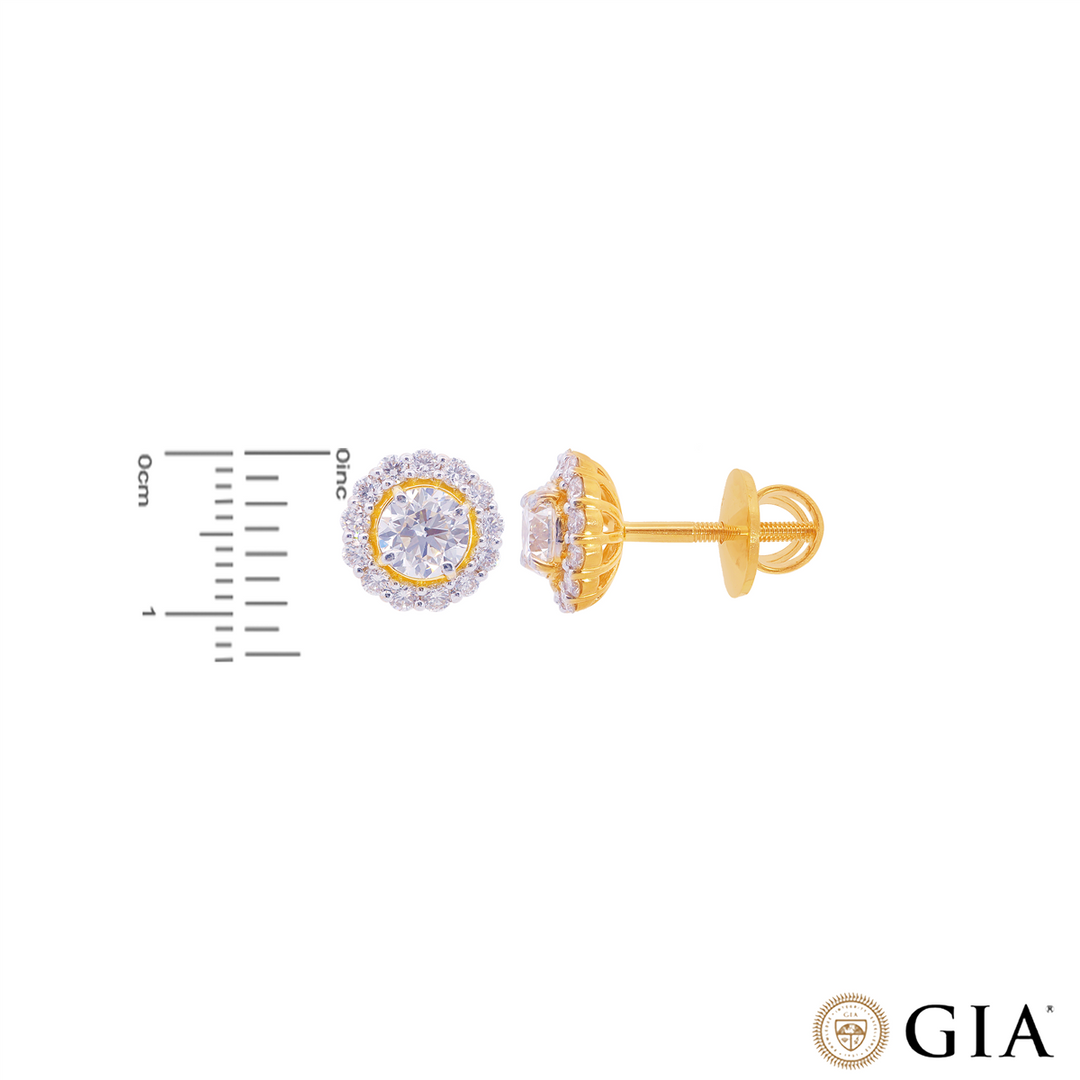 1.49CTW VS2/H GIA Certified Diamond Earrings  in 18K Gold