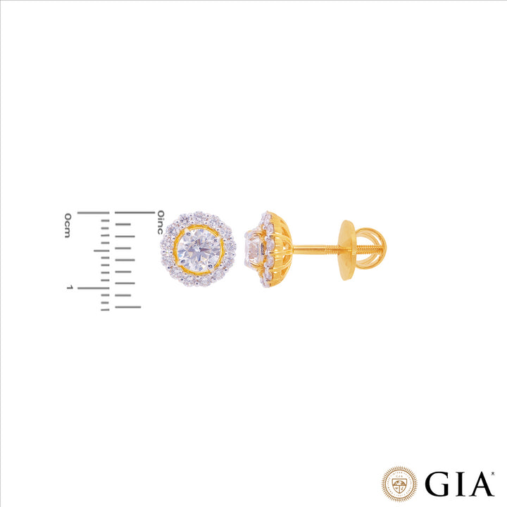 1.49CTW VS2/H GIA Certified Diamond Earrings  in 18K Gold