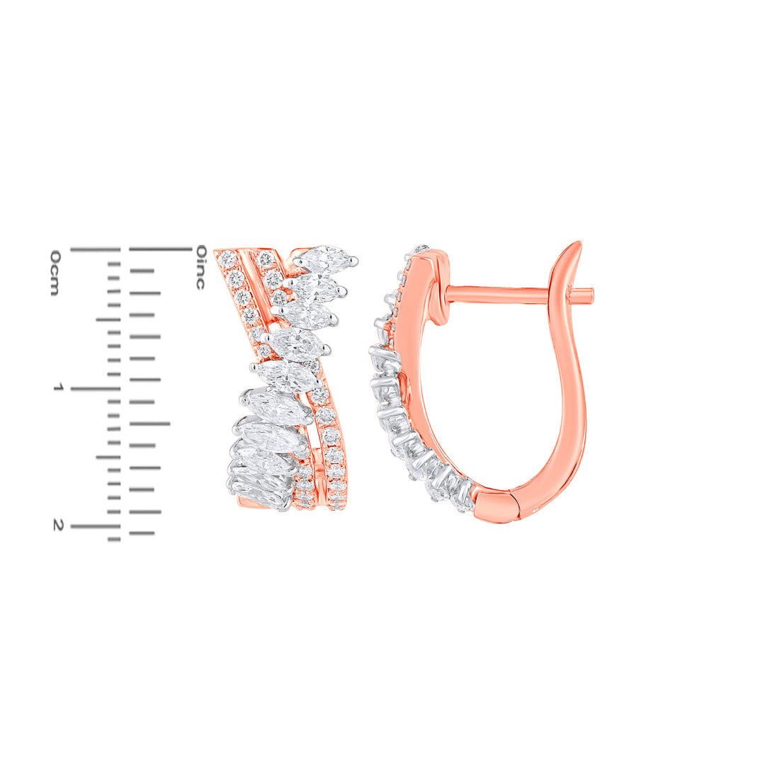 1.04Ct VVS/FG Diamond Clipon Earrings in 18K Rose Gold