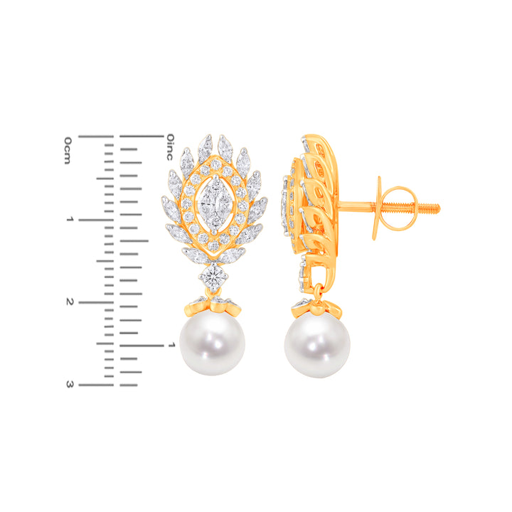 1.25Ct VVS/FG Diamond Earrings With Pearl in 18K Gold