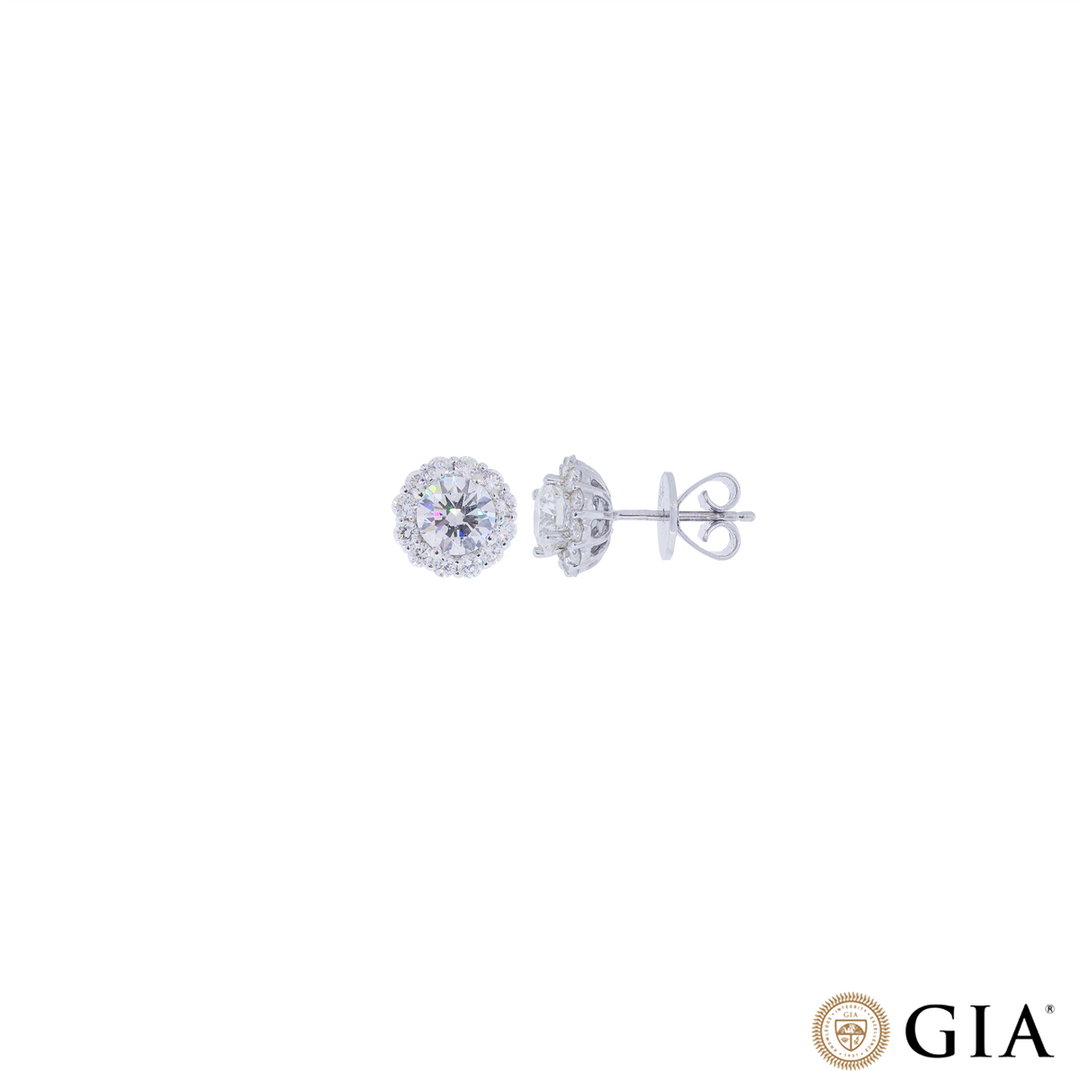 2.01CTW VVS2F GIA Certified Diamond Earrings in 18K White Gold