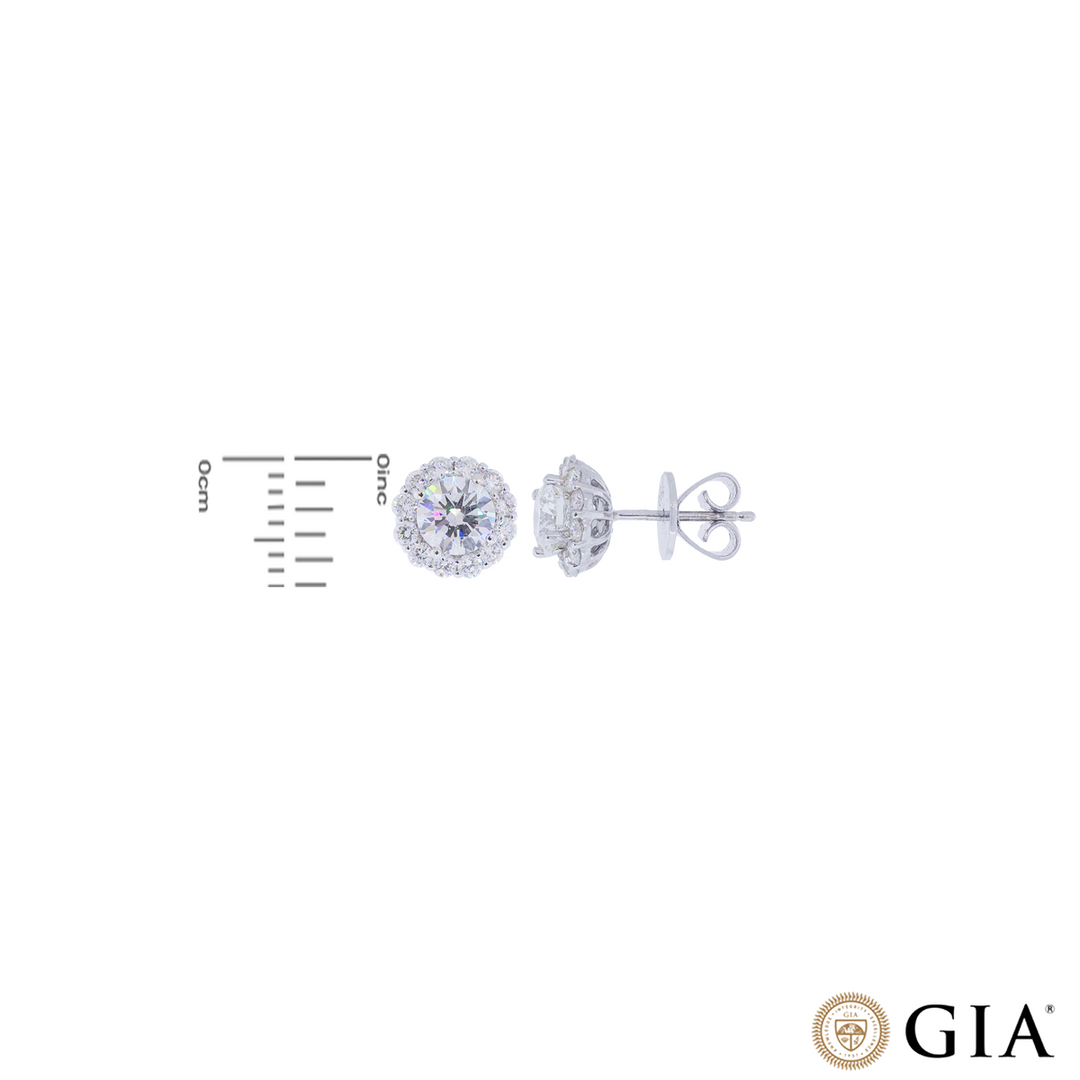 2.01CTW VVS2F GIA Certified Diamond Earrings in 18K White Gold