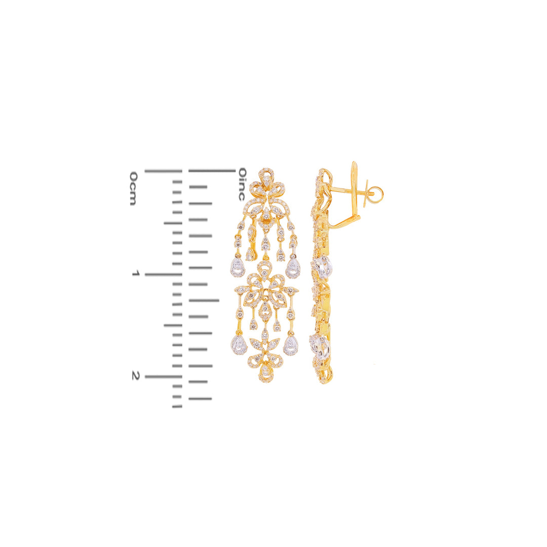 2.15Ct VVS/FG Diamond Long Earrings in 18K Gold