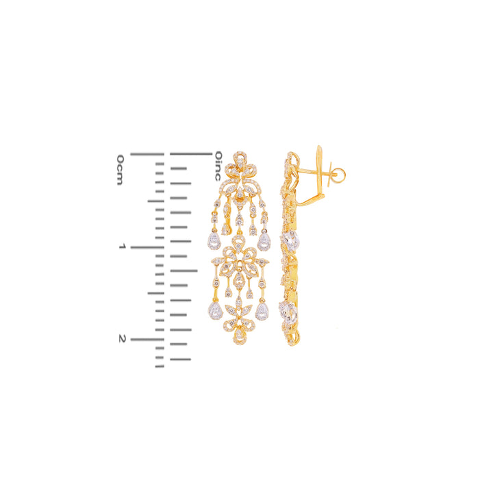 2.15Ct VVS/FG Diamond Long Earrings in 18K Gold