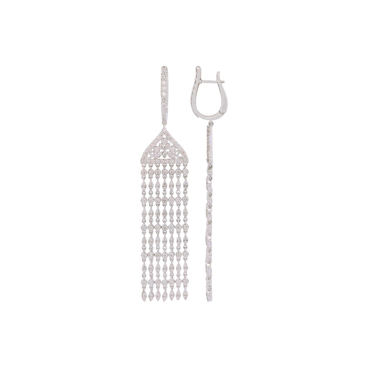 3.40Ct VVS/FG Diamond Long Earrings in 18K White Gold