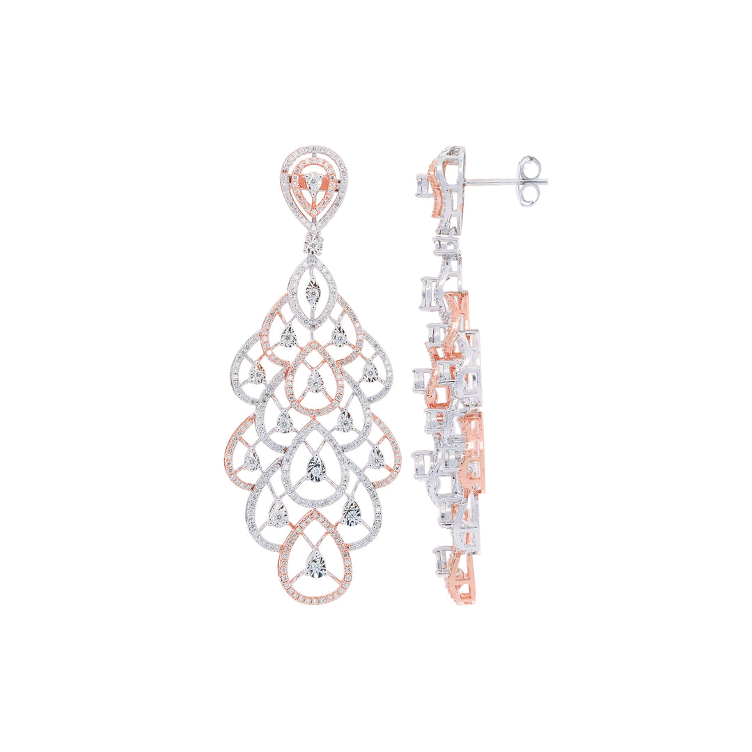 3.41Ct VVS/FG Diamond Long Earrings in 18K White Gold