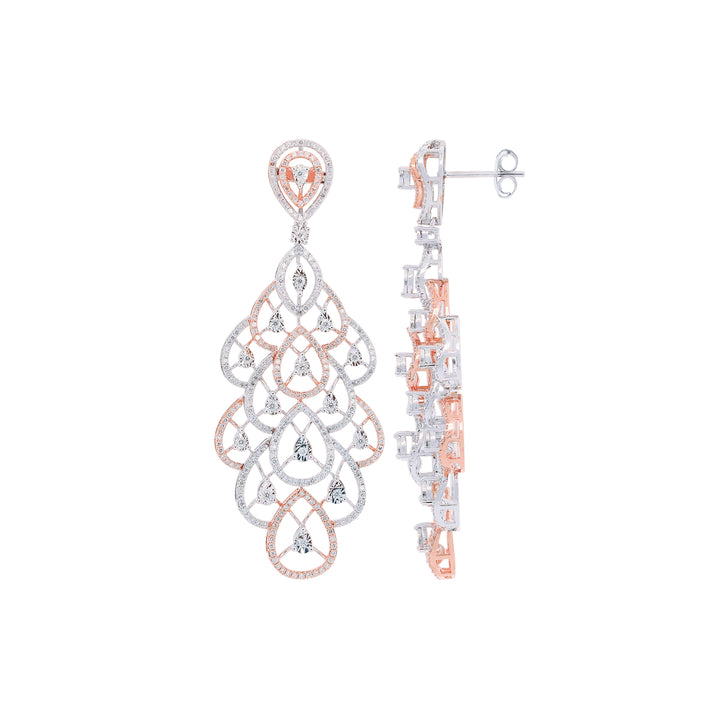 3.41Ct VVS/FG Diamond Long Earrings in 18K White Gold