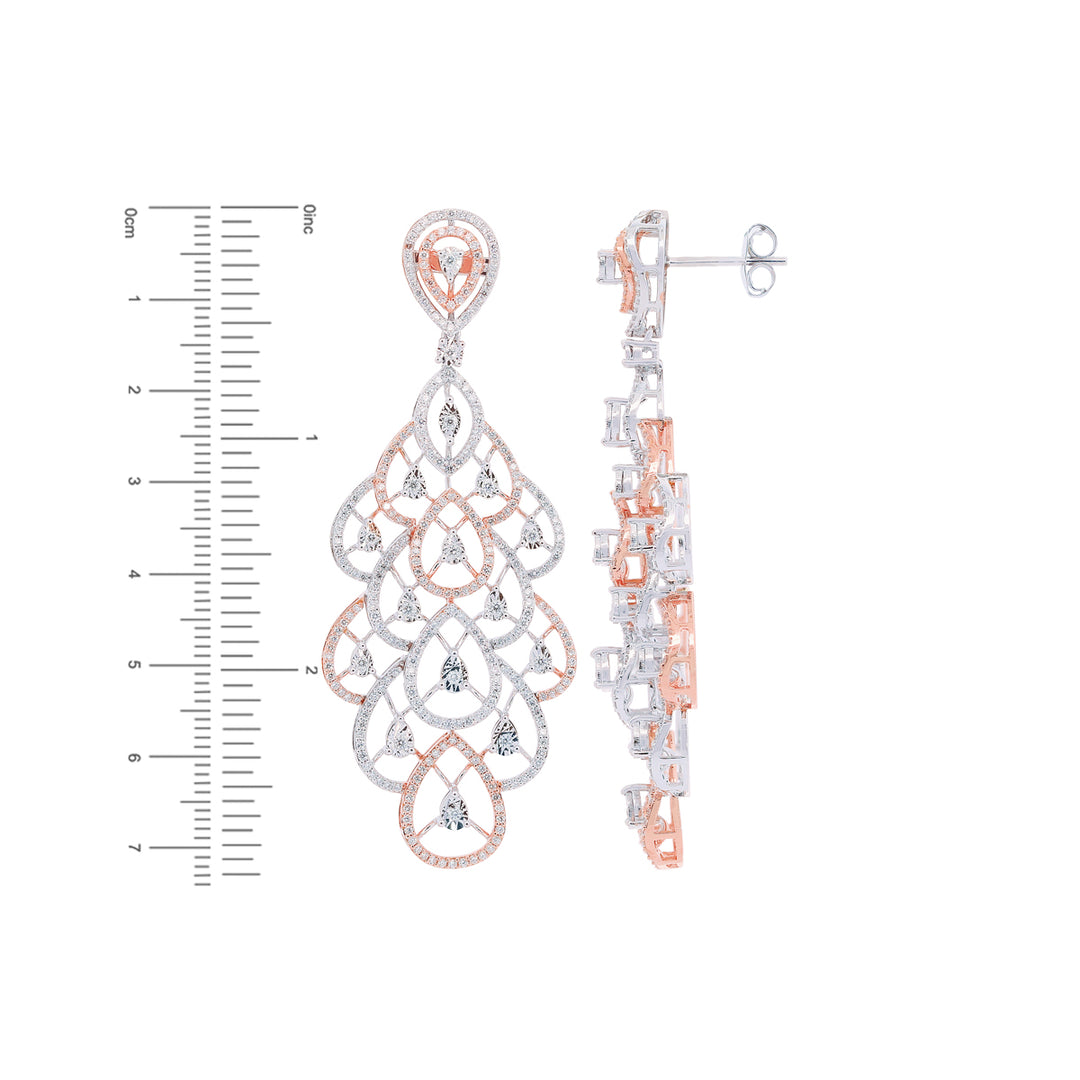 3.41Ct VVS/FG Diamond Long Earrings in 18K White Gold