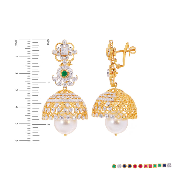 3.81Ct VVS/EF Diamond Jhumkha With Changeable Gemstones in 18K Gold