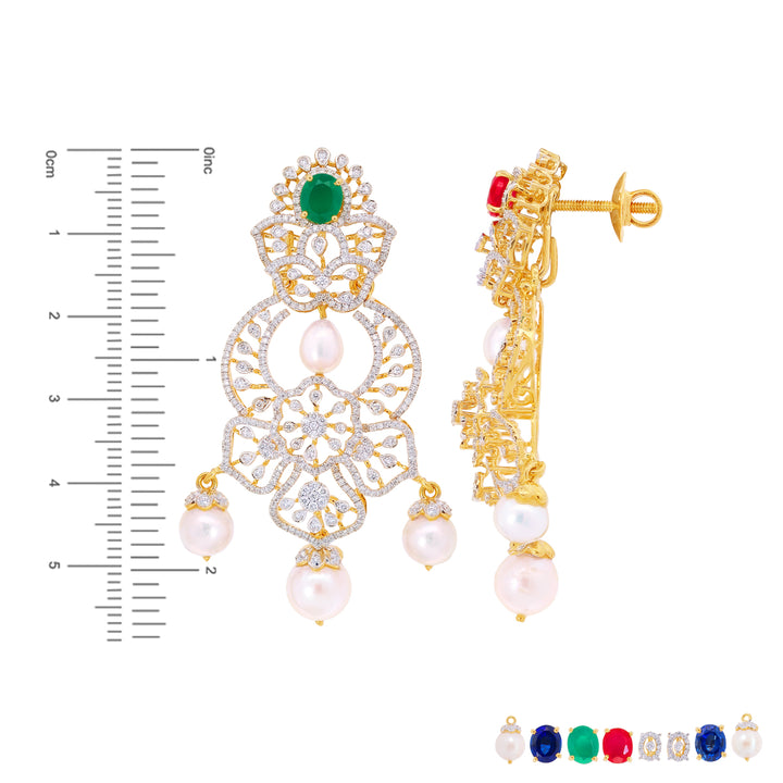 3.15Ct VVS/EF Diamond Jhumkha With Changeable Gemstones in 18K Gold