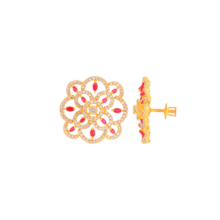 4.07CTW Rose Cut Diamond Antique Earrings With Gemstones in 22K Gold