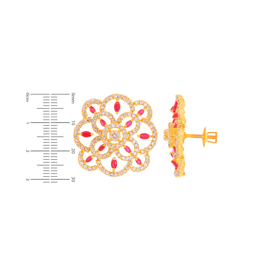 4.07CTW Rose Cut Diamond Antique Earrings With Gemstones in 22K Gold