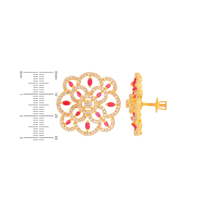 4.07CTW Rose Cut Diamond Antique Earrings With Gemstones in 22K Gold