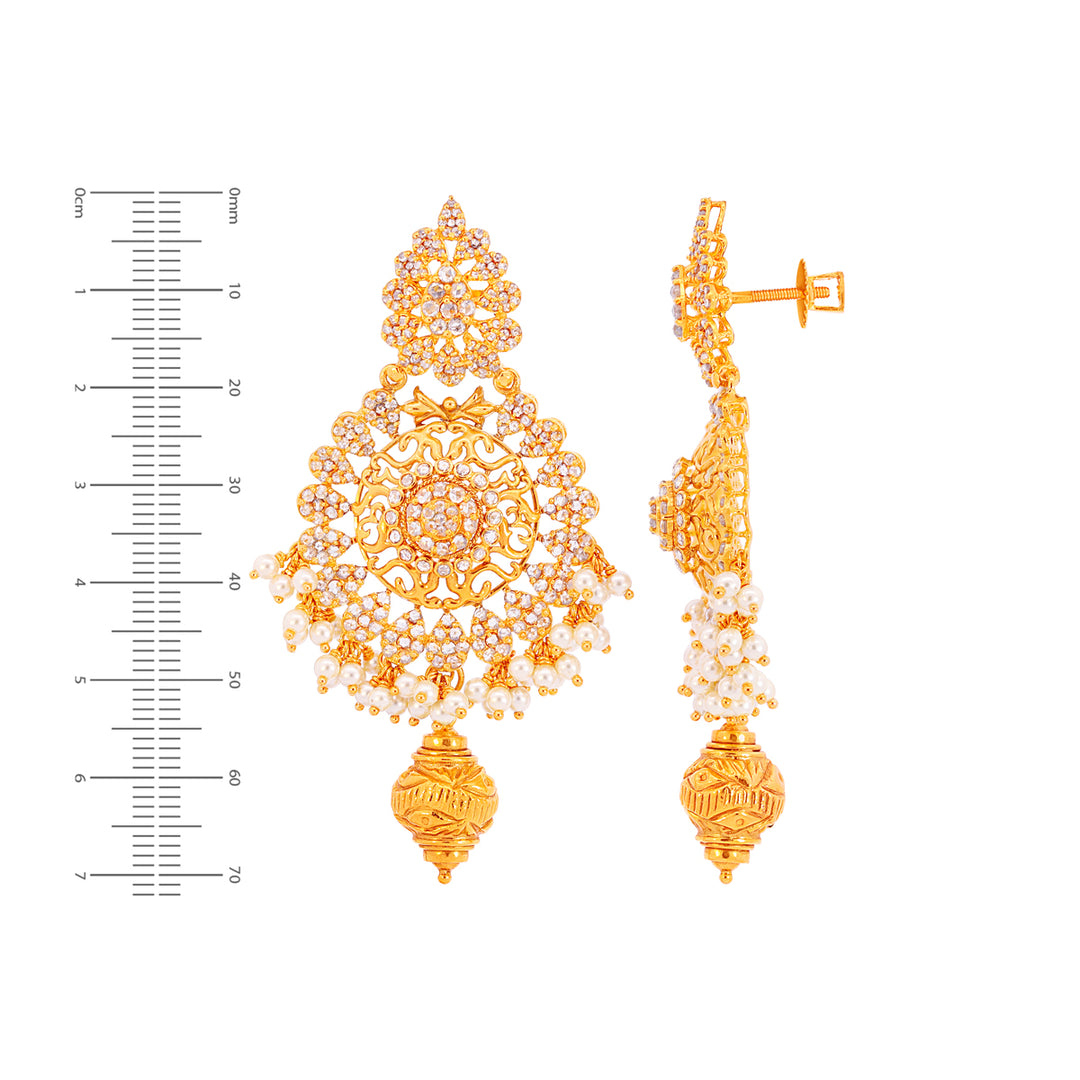 5.57CTW Rose Cut Diamond Antique Chandbali With Gemstones in 22K Gold