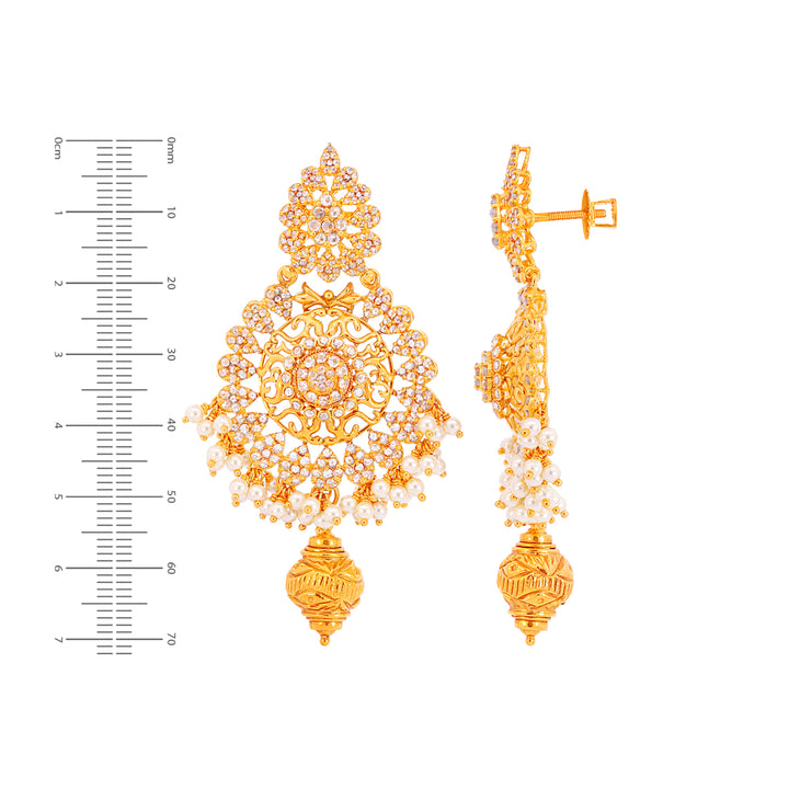 5.57CTW Rose Cut Diamond Antique Chandbali With Gemstones in 22K Gold