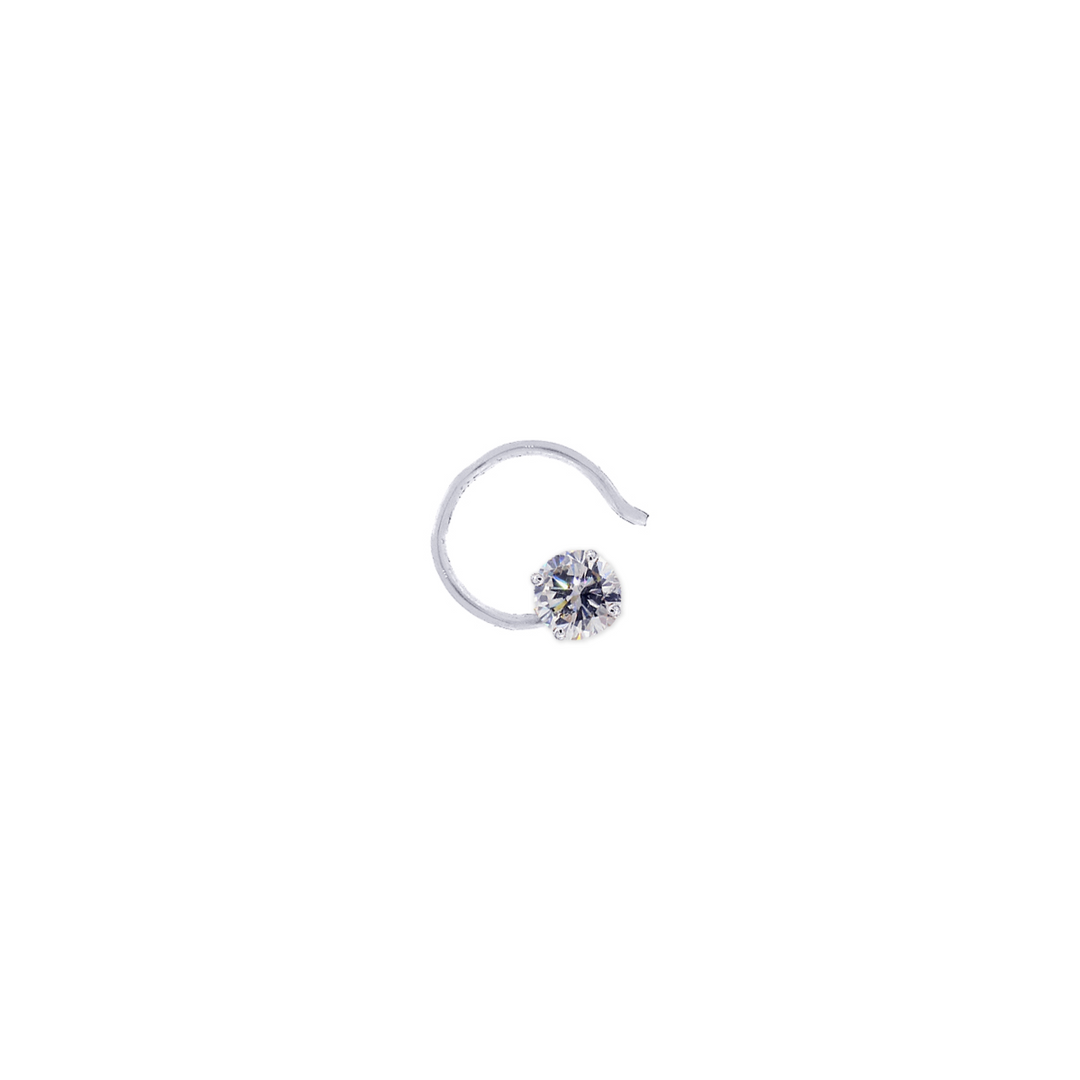0.11Ct VVS1/F Solitaire Diamond Nose Pin in 18K White Gold