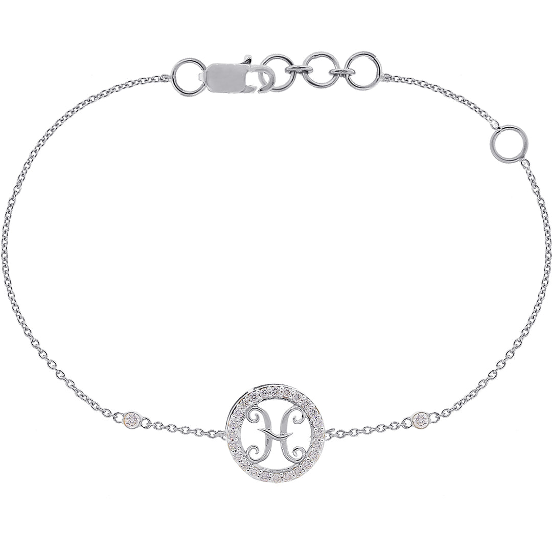 0.21Ct VVS/FG Diamond Pisces Zodiac Bracelet in 18K White Gold