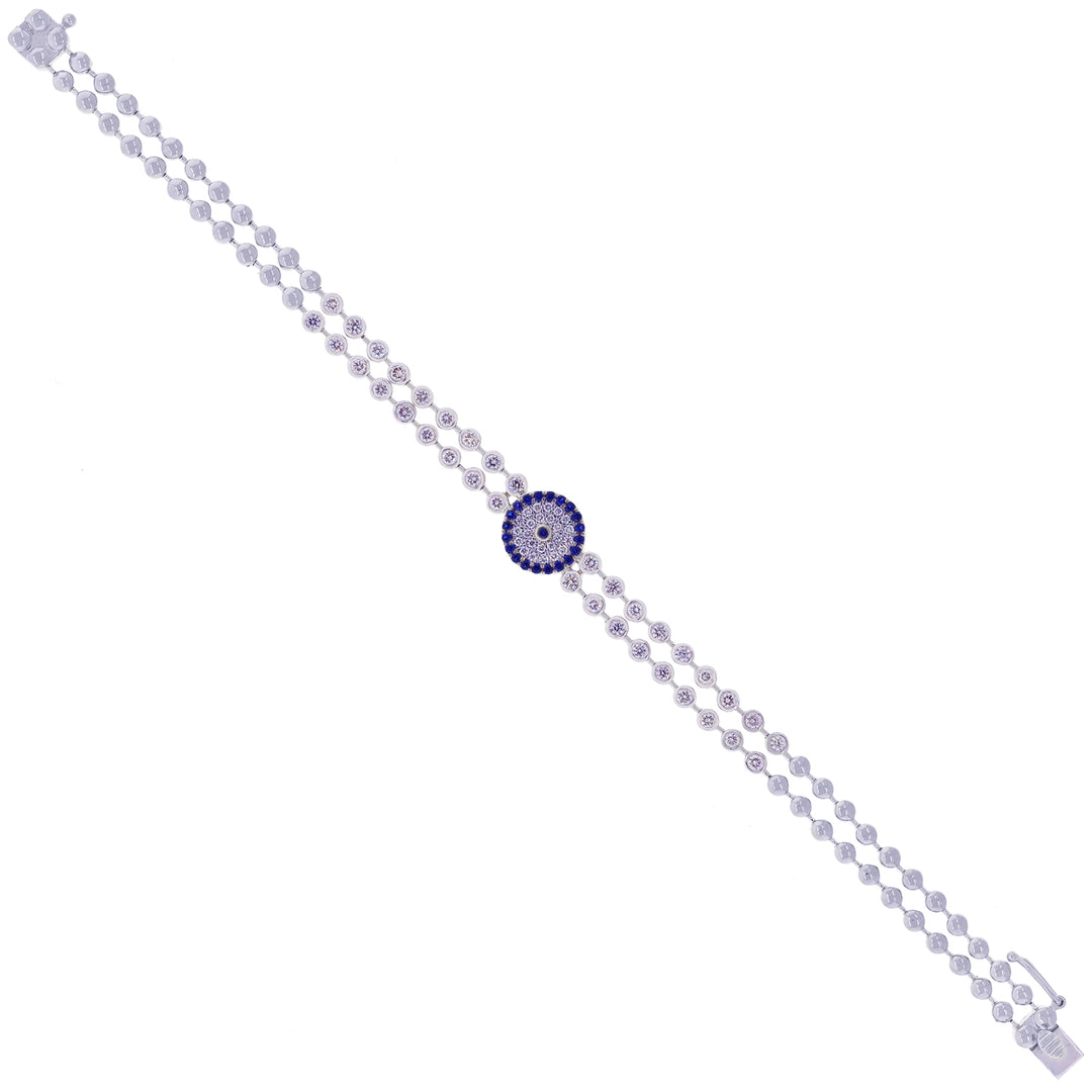 1.00Ct VVS/FG Diamond Bracelet with Gemstones in 18K White Gold