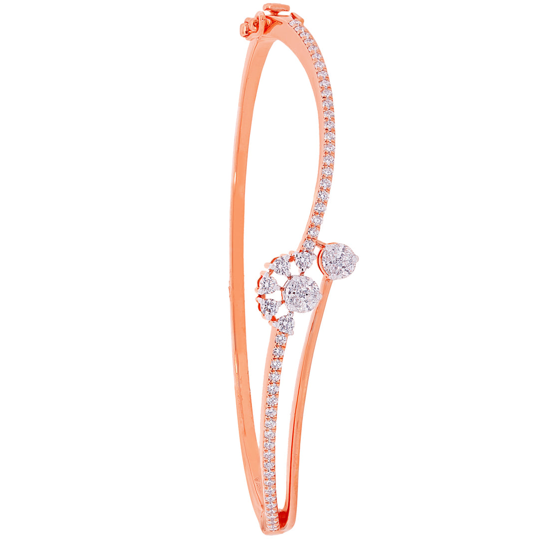 0.77Ct VVS/EF IGI Certified Diamond Bangle Bracelet in 18K Rose Gold