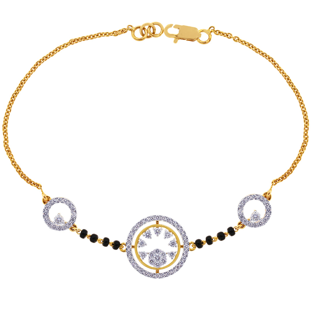 1.09Ct VVS/FG Diamond Black Beads Bracelet in 18K Gold