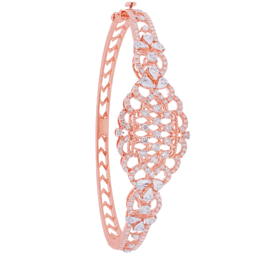 1.42Ct VVS/FG Diamond Bangle Bracelet in 18K Rose Gold