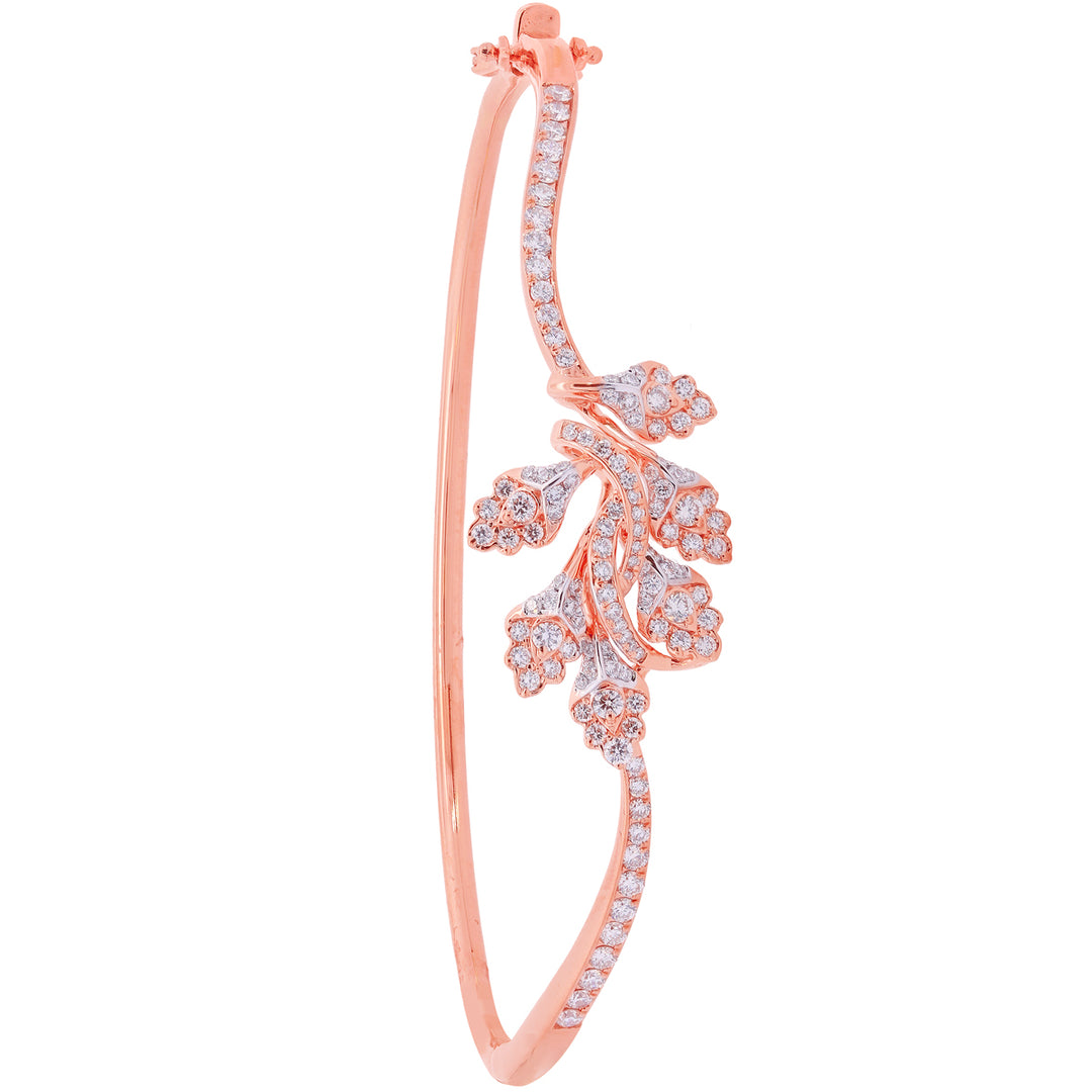1.03Ct VVS/FG Diamond Bangle Bracelet in 18K Rose Gold