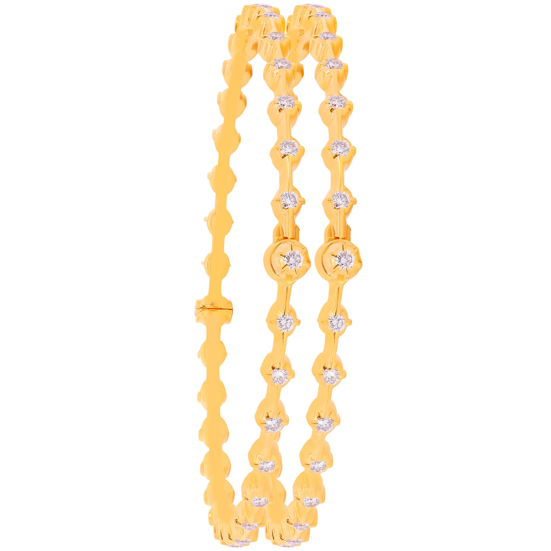 3.28Ct VVS/EF Diamond 2pcs Bangle in 22K Gold