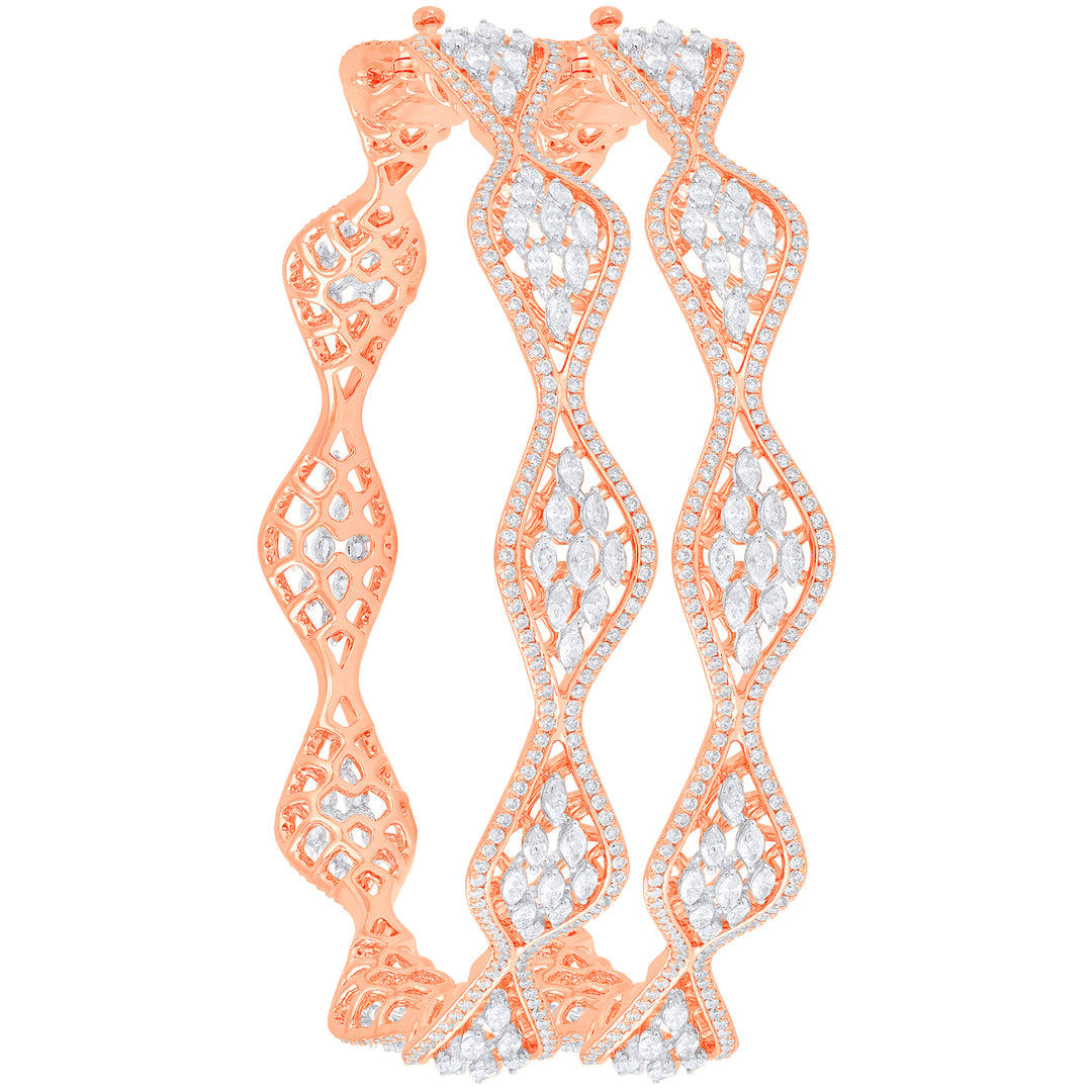 6.71Ct VVS/FG Diamond 2pcs Bangle in 18K Rose Gold