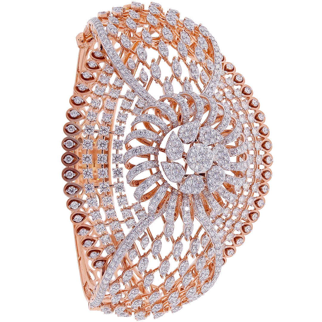 11.56Ct VVS/FG Diamond Kara in 18K Rose Gold