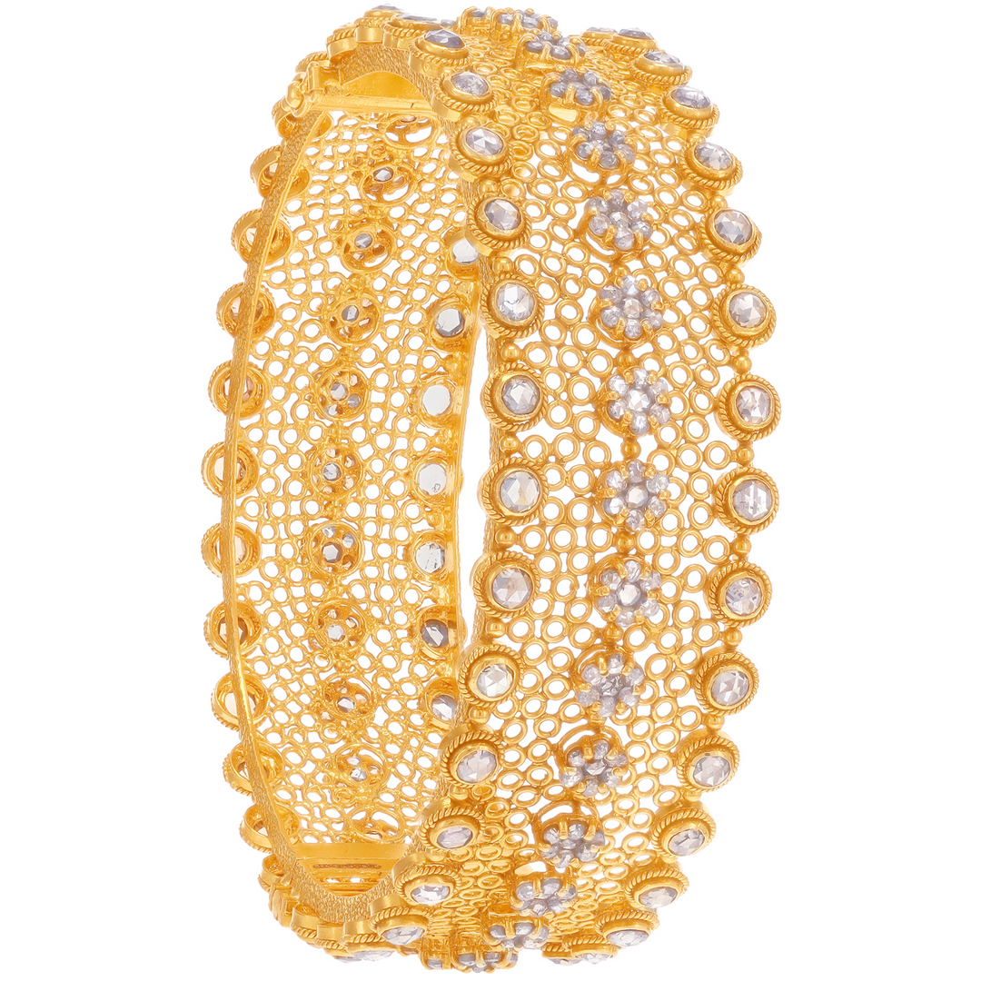 10.93CTW Rose Cut Diamond Kara in 22K Gold