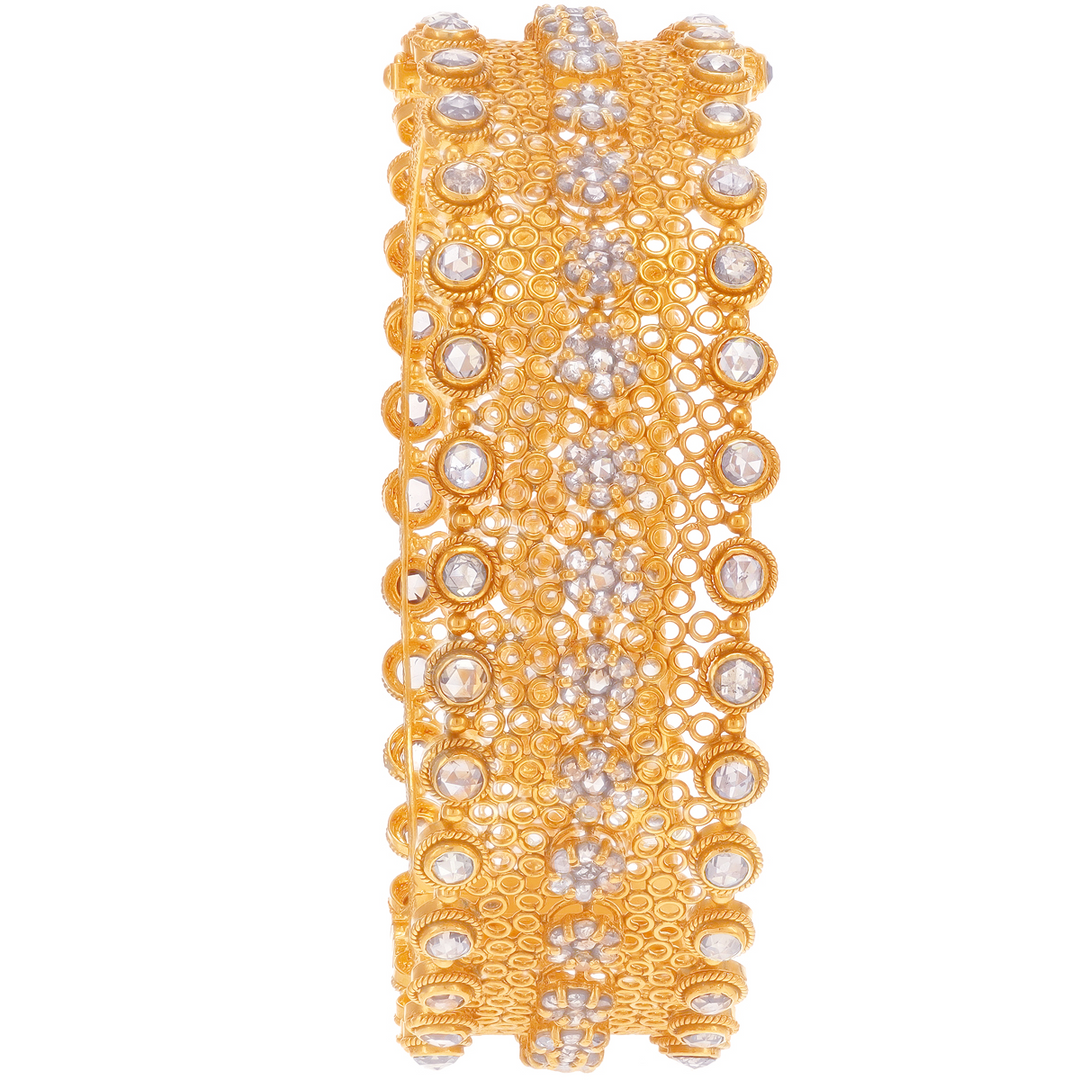 10.93CTW Rose Cut Diamond Kara in 22K Gold