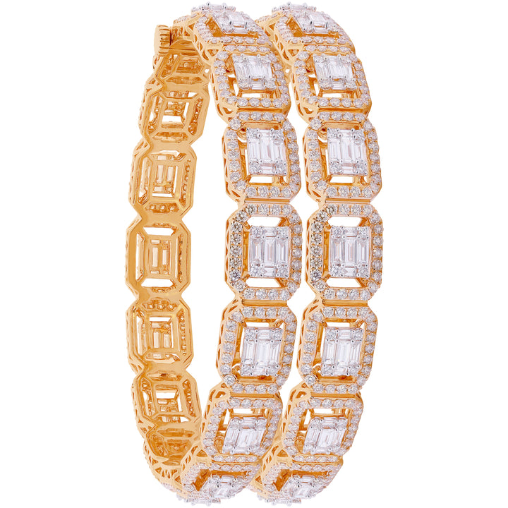 15.86Ct VVS/FG Diamond Set of 2pcs Bangle in 18K Rose Gold
