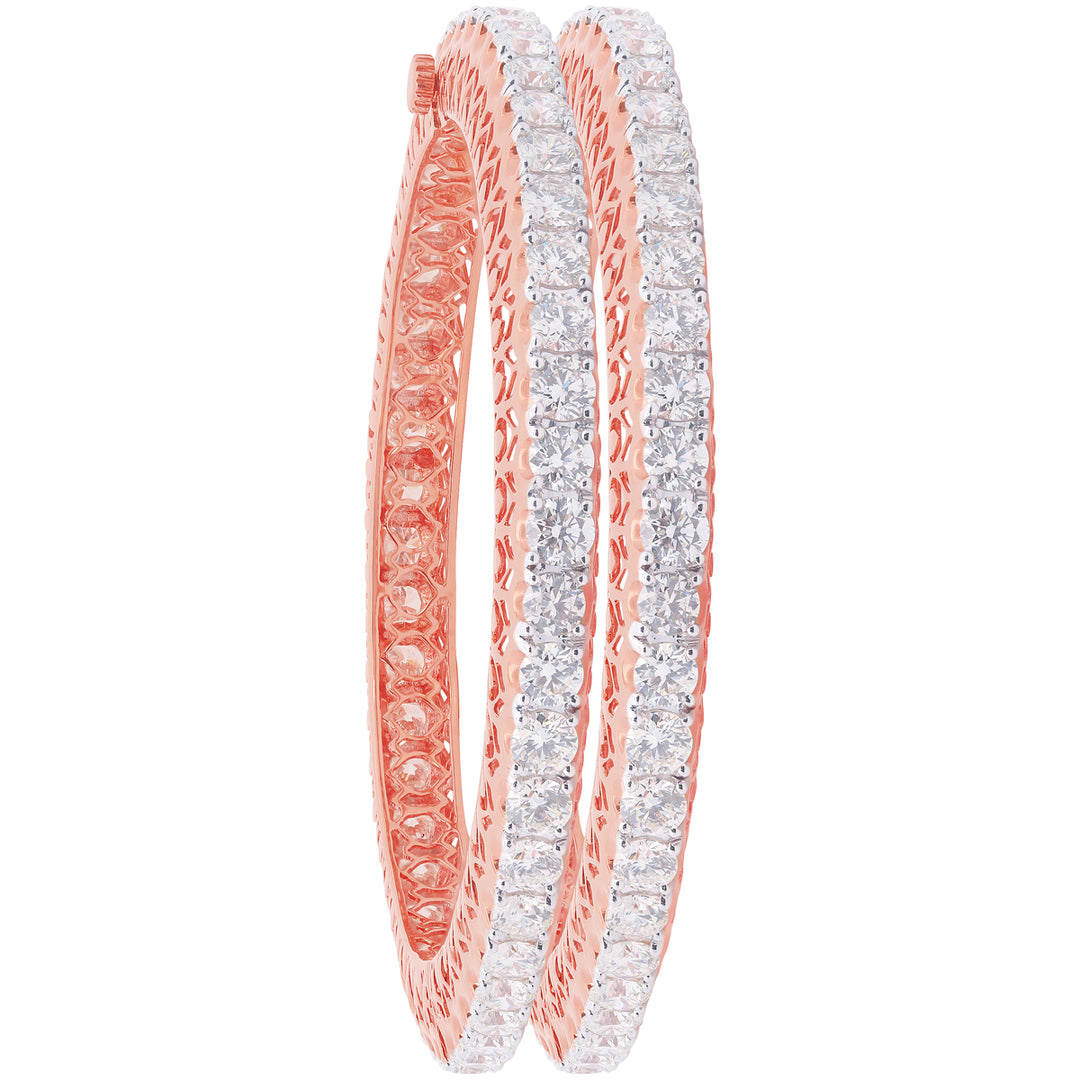 31.05Ct VVS/VS-HI Diamond Set Of 2Pcs Bangles in 18K Rose Gold